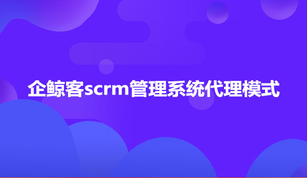 SCRM系统代理模式